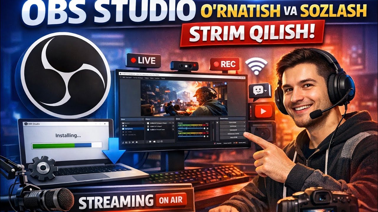 OBS O'RNATISH VA SOZLASH (YOUTUBEDA STRIM QILISH) #obs #stream #paradoxxpubgm