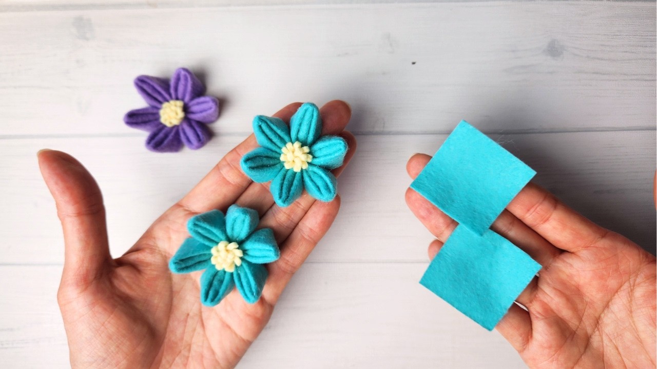 【ミシン不要】切って貼るだけ！フェルトの花づくり🌸簡単ウォールデコ