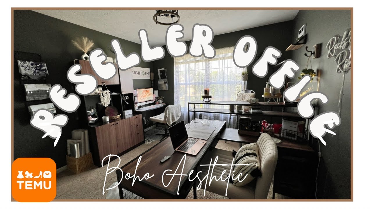 BOHO OFFICE OF MY DREAMS! Reseller Office Space Boho Aesthetic Budget Friendly Temu Decor Makeover