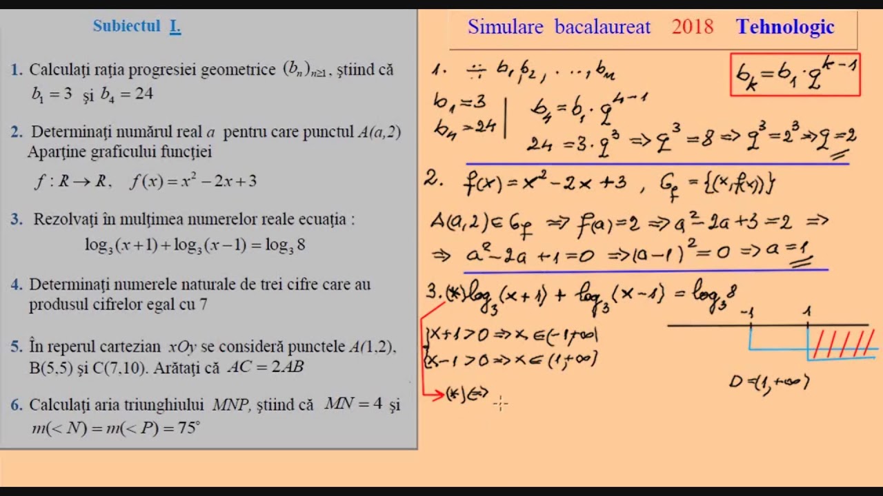 Simulare Bac 2018 Matematica - Tehnologic