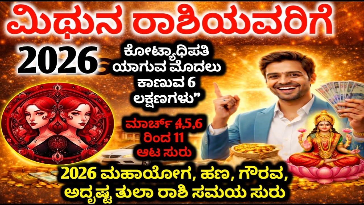 ಮಿಥುನ ರಾಶಿ: ಮಾರ್ಚ್ 4–9ದೊಡ್ಡ ಬದಲಾವಣೆ|ನೀಮ್ಮ ಅದೃಷ್ಟ ತಿರುಗಿದೆ!ದೊಡ್ಡ ಶುಭ ಸುದ್ದಿ ಬರಲಿದೆ| mithuna Rasi 2026