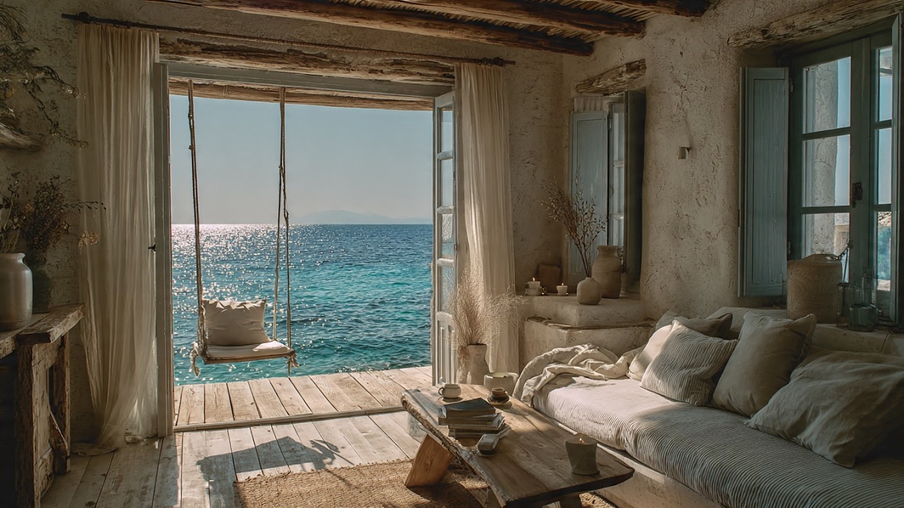 Seaside Cabin Escape | Gentle Waves Ambience (30 Minutes) #relax #ocean #sea #peace #ambient