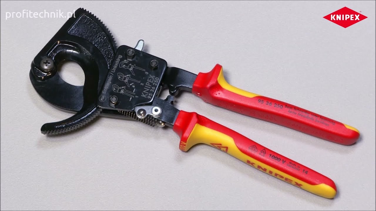Knipex - nożyce zapadkowe do cięcia kabli i przewodów, izolowane, 95 36 250