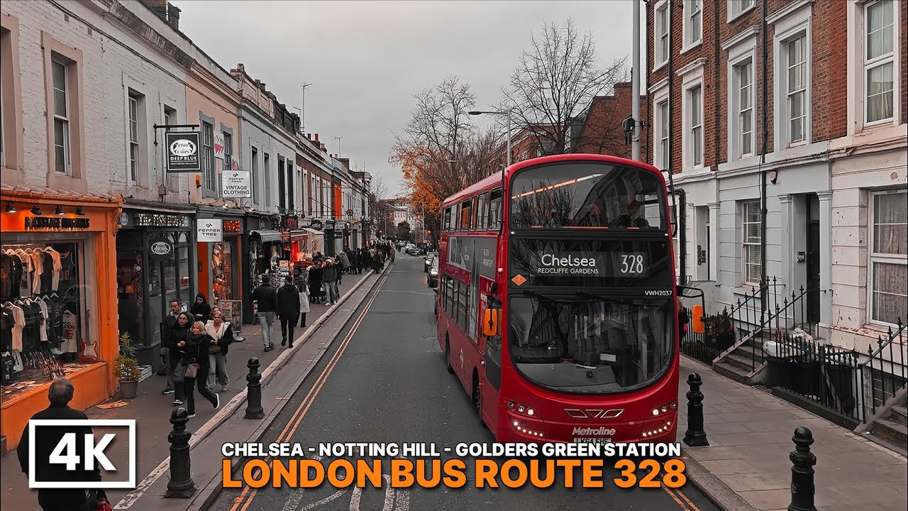 Relaxing London Bus Ride | Upper Deck POV on Bus Route 328 from Chelsea to Golders Green