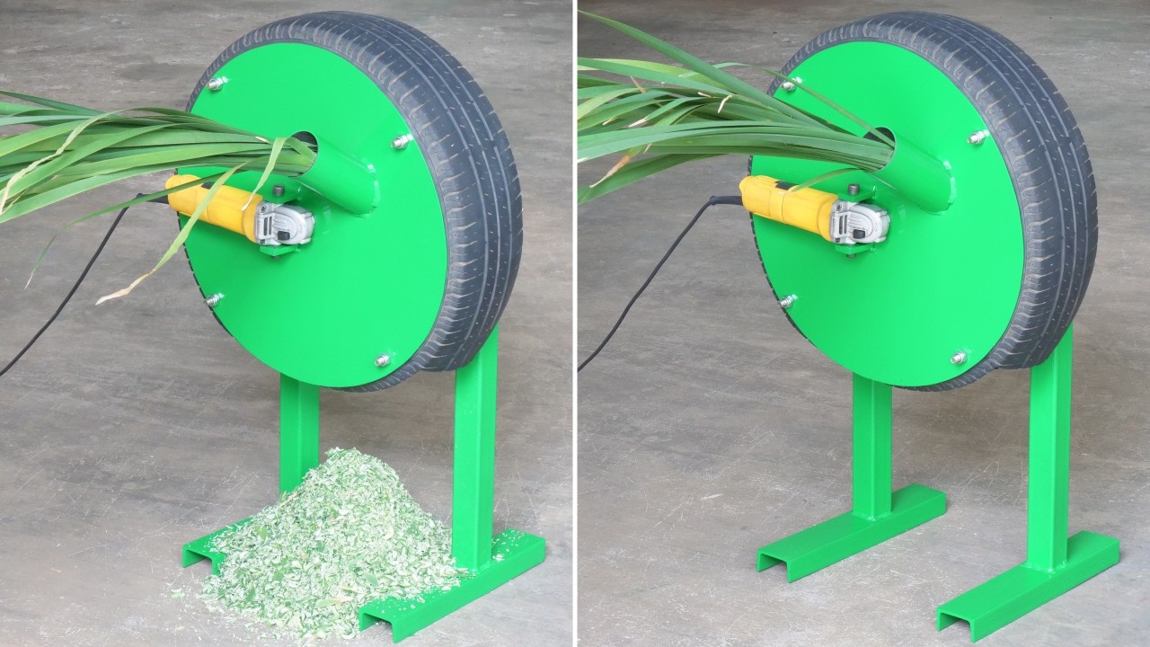 Angle Grinder HACK - Make A Chaff Cutter Using Waste Tire | Homemade Chaff Cutter | DIY
