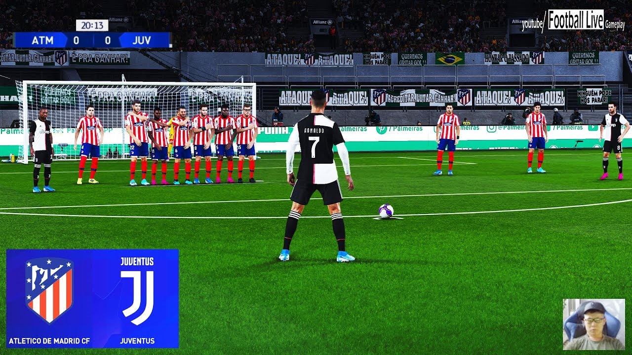 PES 2020 | Atletico Madrid vs Juventus | C.Ronaldo Free Kick Goal | UEFA Champions League