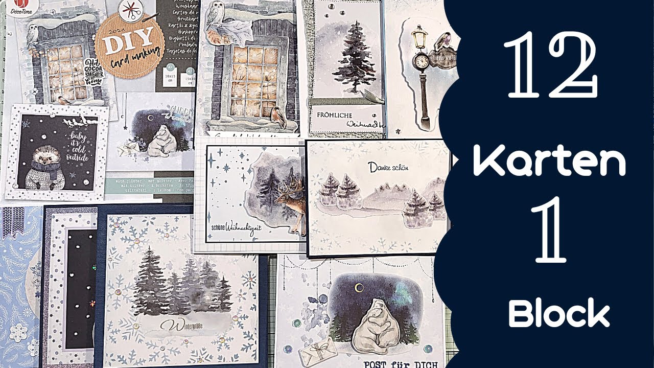 12 Karten 1 Block von Action | DIY Card Making Block 2021 | Decotimecrafts #decotime