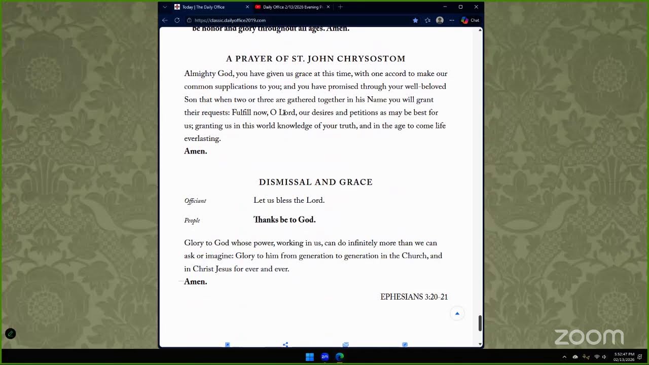 Daily Office 2/13/2026 Evening Prayer