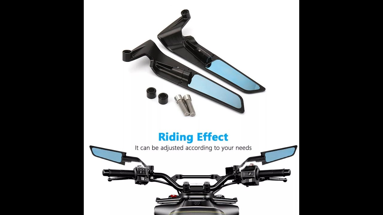 Motorcycle Wing Mirrors Adjustable Rotating Rear View Mirror Wind Wing Side 