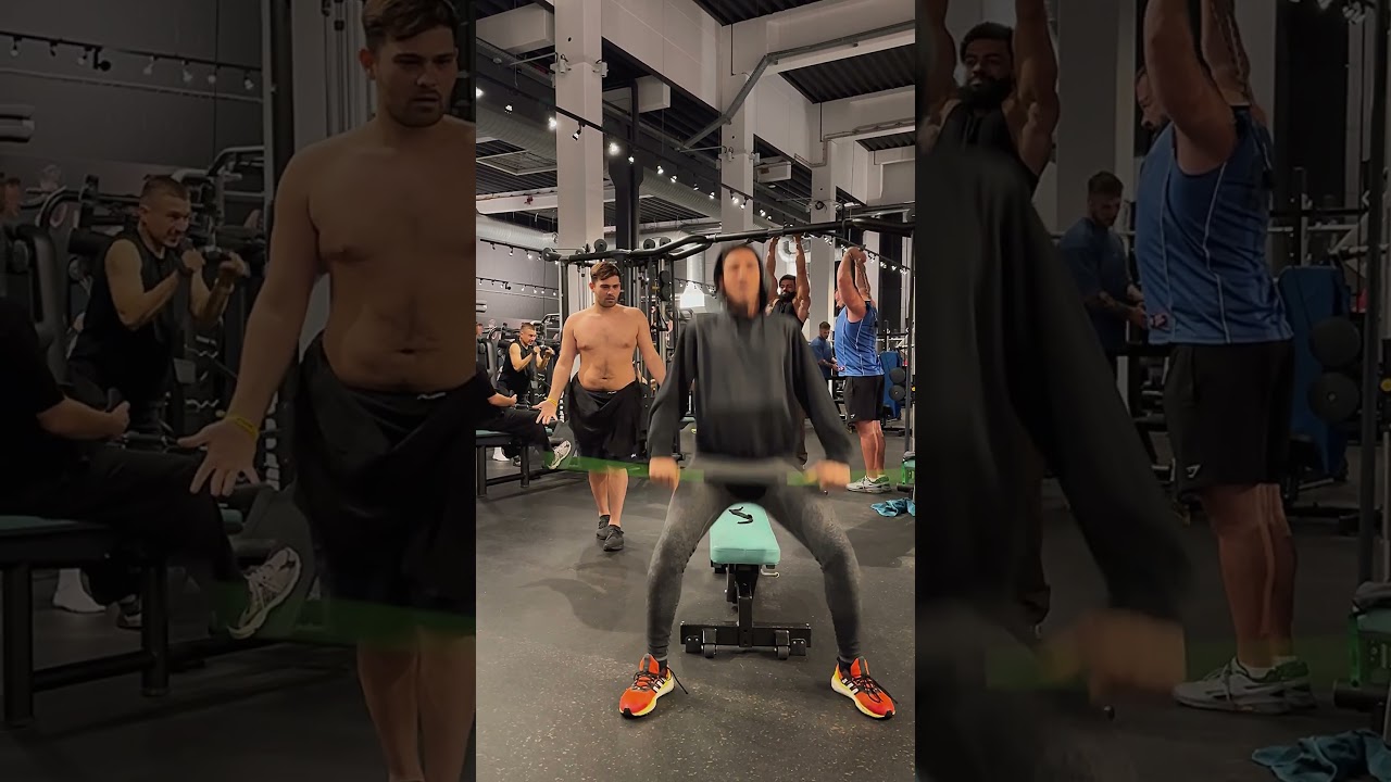 Crazy gym fight because of the towel 🤯 #comedy #funny #fail #mrsus #patrox #workout #prank #gym