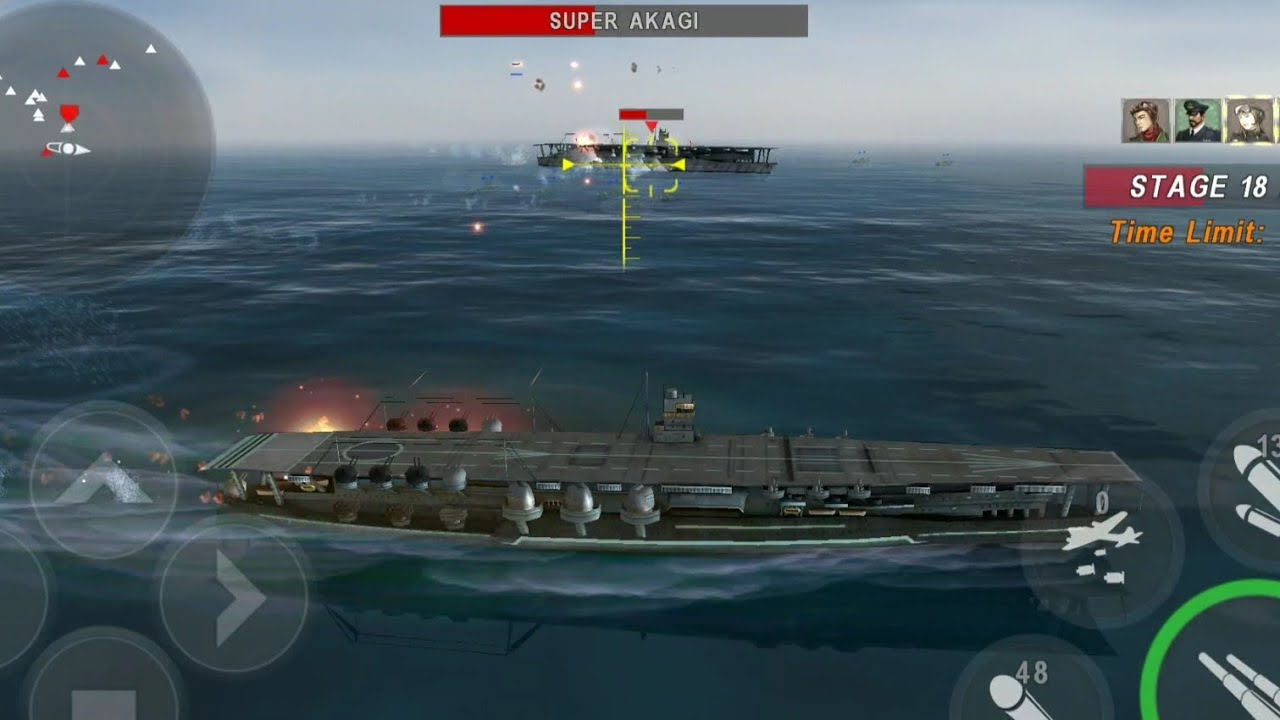 Warship Battle: AKAGI aircraftcarrier in Boss Attack stage 1 to 18.