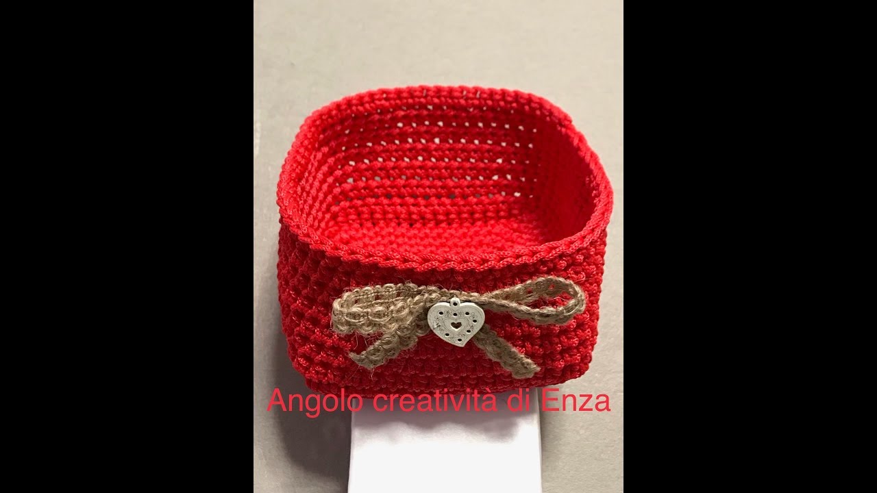 Cestino quadrato all'uncinetto facilissimo🌸Easy crochet basket🌸canasta de ganchillo fácil