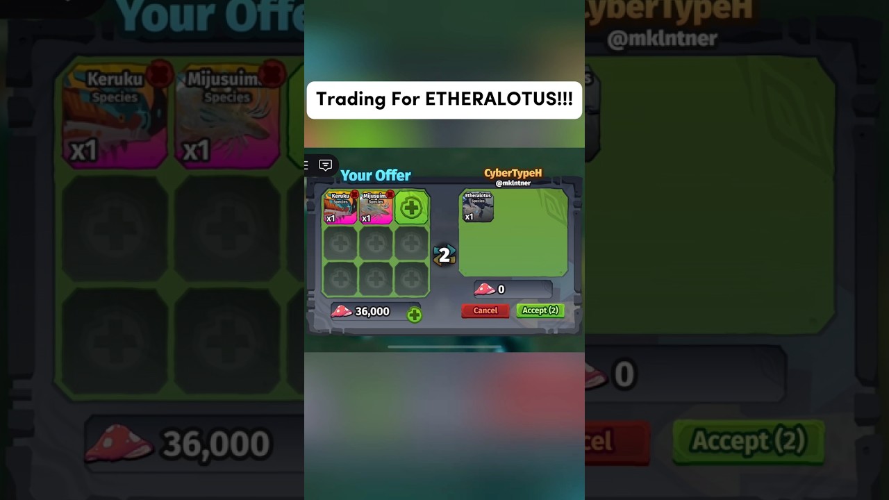Etheralotus Trade in Creatures of Sonaria #roblox #creaturesofsonaria