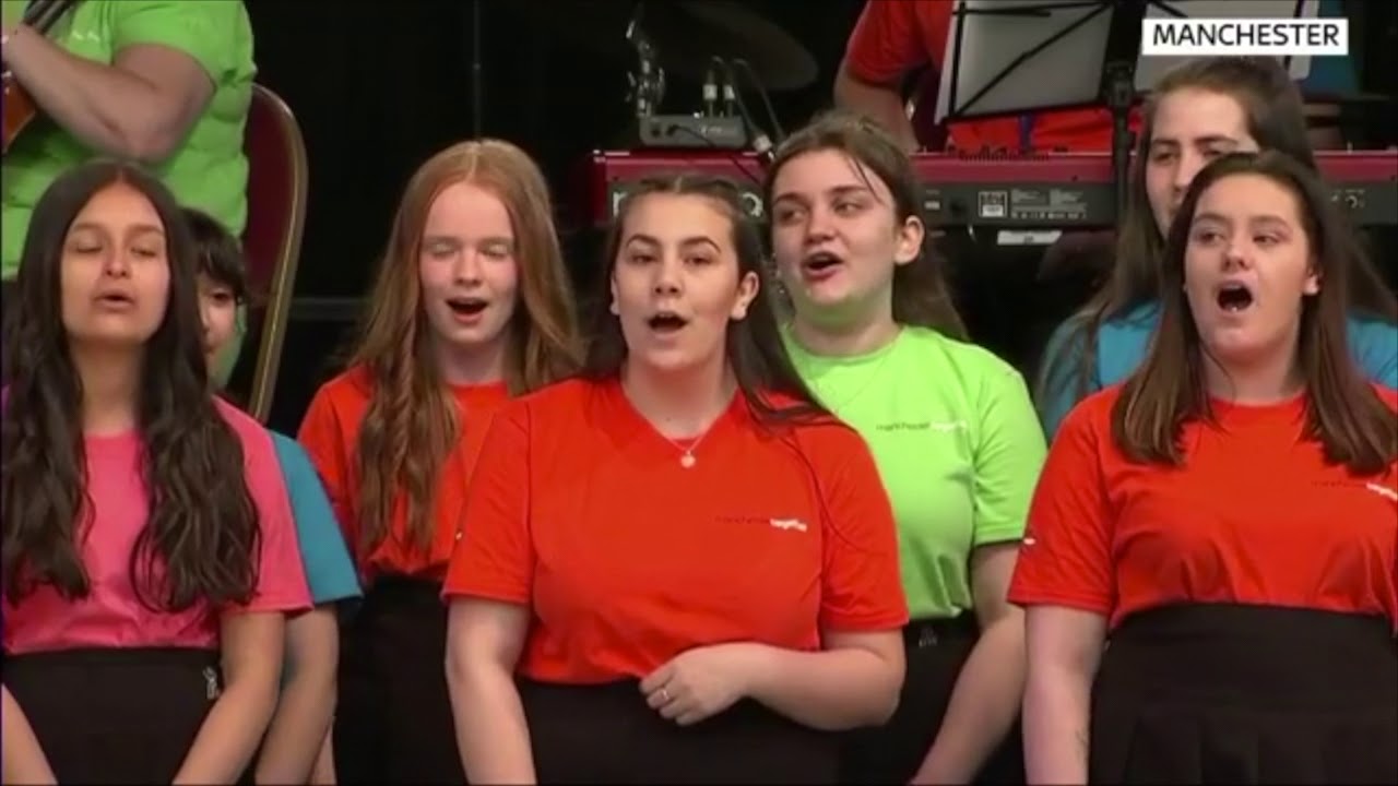 Parrs Wood High School choir perform at Manchester Together in Albert Square