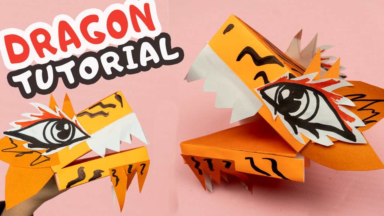 FULL TUTORIAL Paper Dragon Puppet TikTok | Easy DIY Paper Dragon Puppet TikTok How I MADE DRAGON