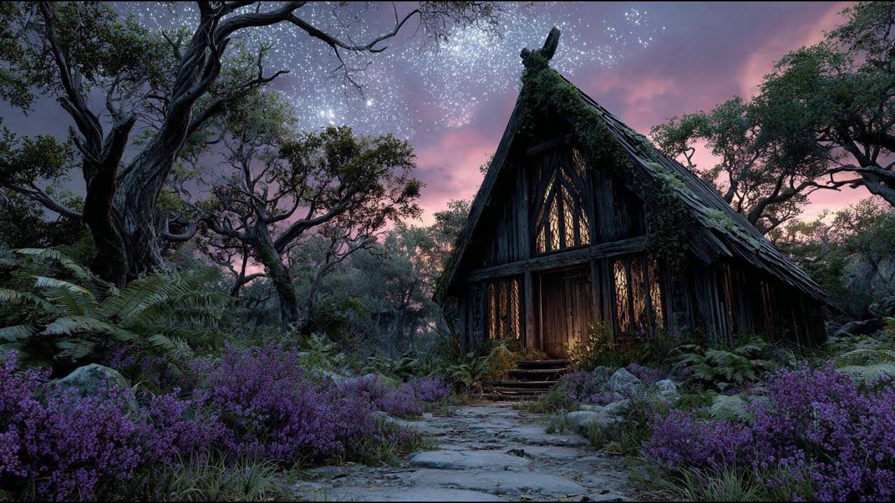 Twilight Hearth in the Enchanted Forest Glade | Medieval Fantasy Music & Animated Ambience