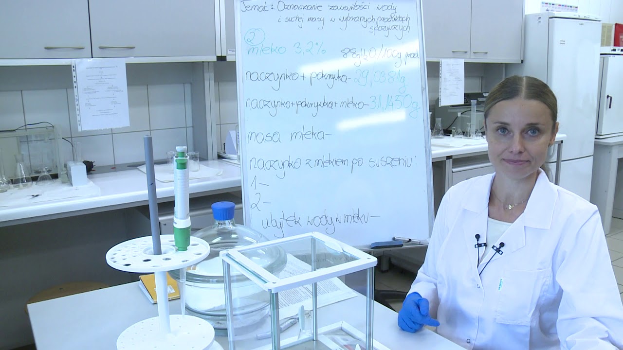 Oznaczanie zawartości wody i suchej masy w wybranych produktach spożywczych, dr Joanna Frąckiewicz