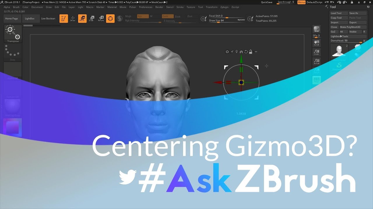 #AskZBrush: «Как центрировать Gizmo3D относительно моей модели?»