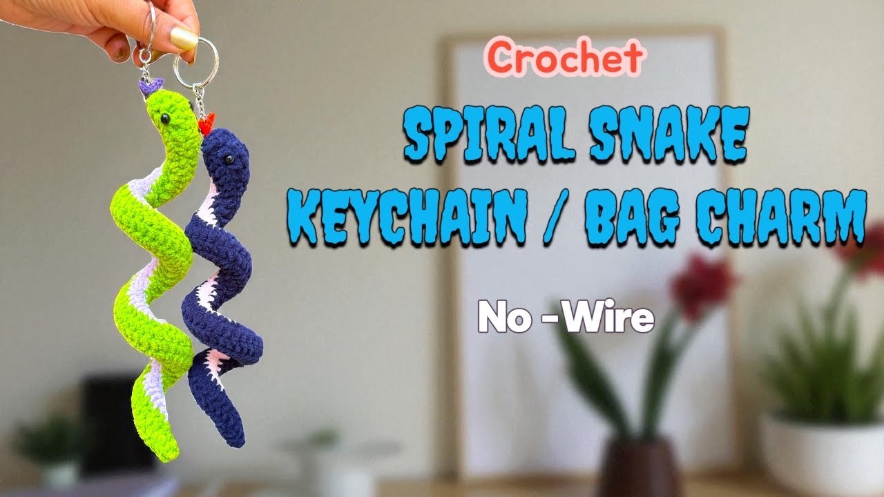 Easy Crochet Spiral Snake Tutorial 🐍 | No Wire Snake Keychain & Halloween Decoration