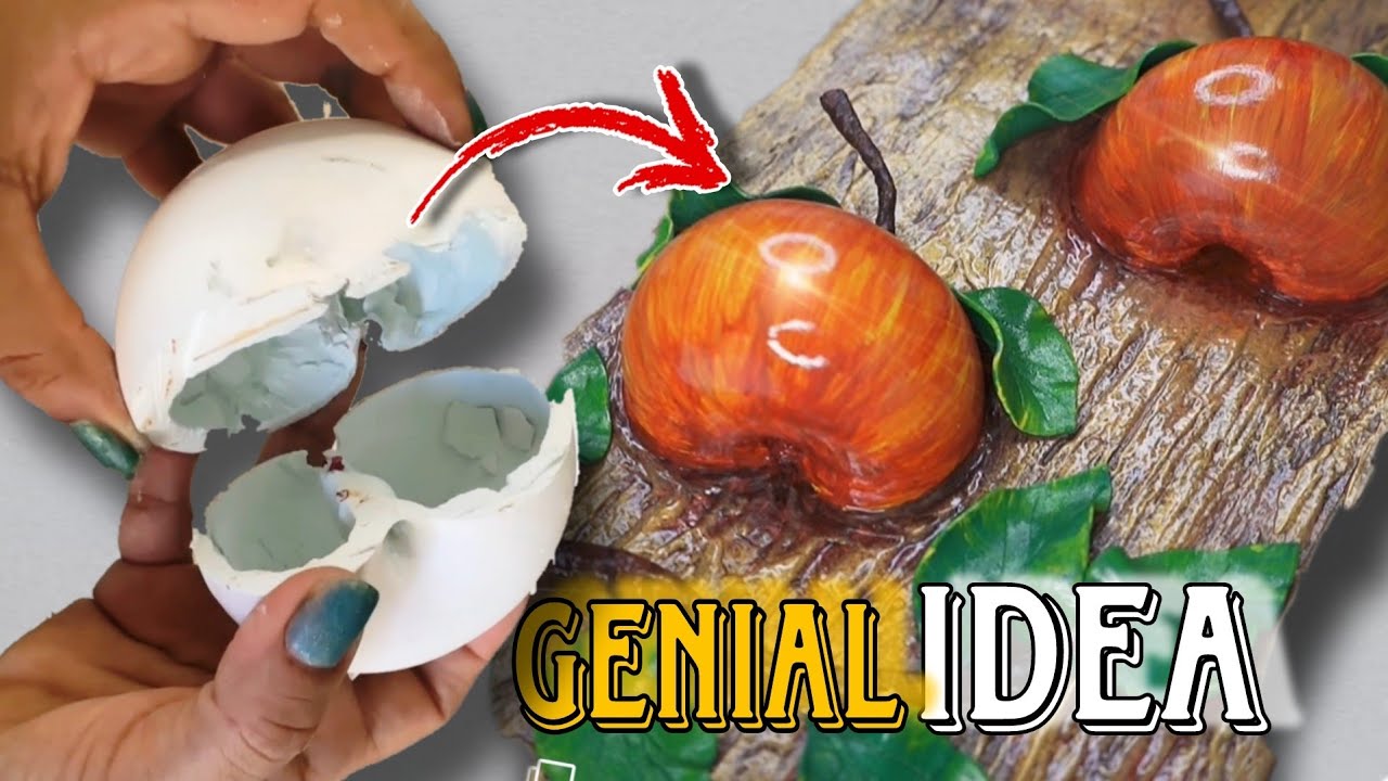 Impresionante CUADRO 3D CON MANZANAS DE YESO o CEMENTO BLANCO en ALTO Relieve♻️Amarás el Resultado!
