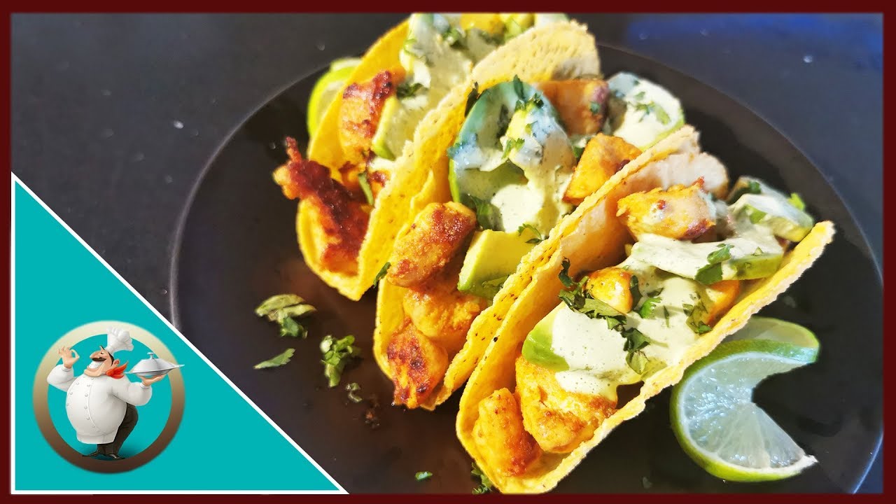 Chicken And Avocado Tacos With Creamy Cilantro Sauce \ Mexican Chicken Tacos Recipe