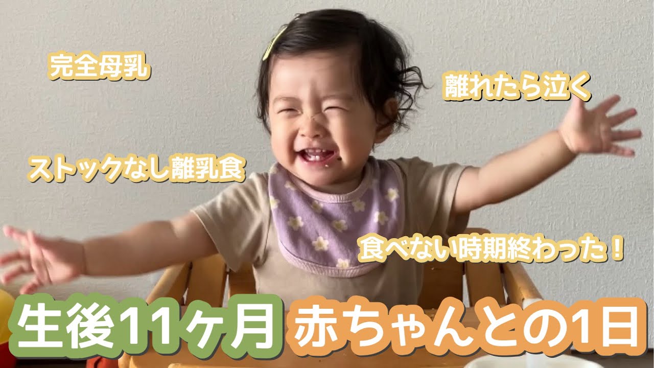 【生後11ヶ月】赤ちゃんとの1日／ストックなし離乳食公開／完全母乳