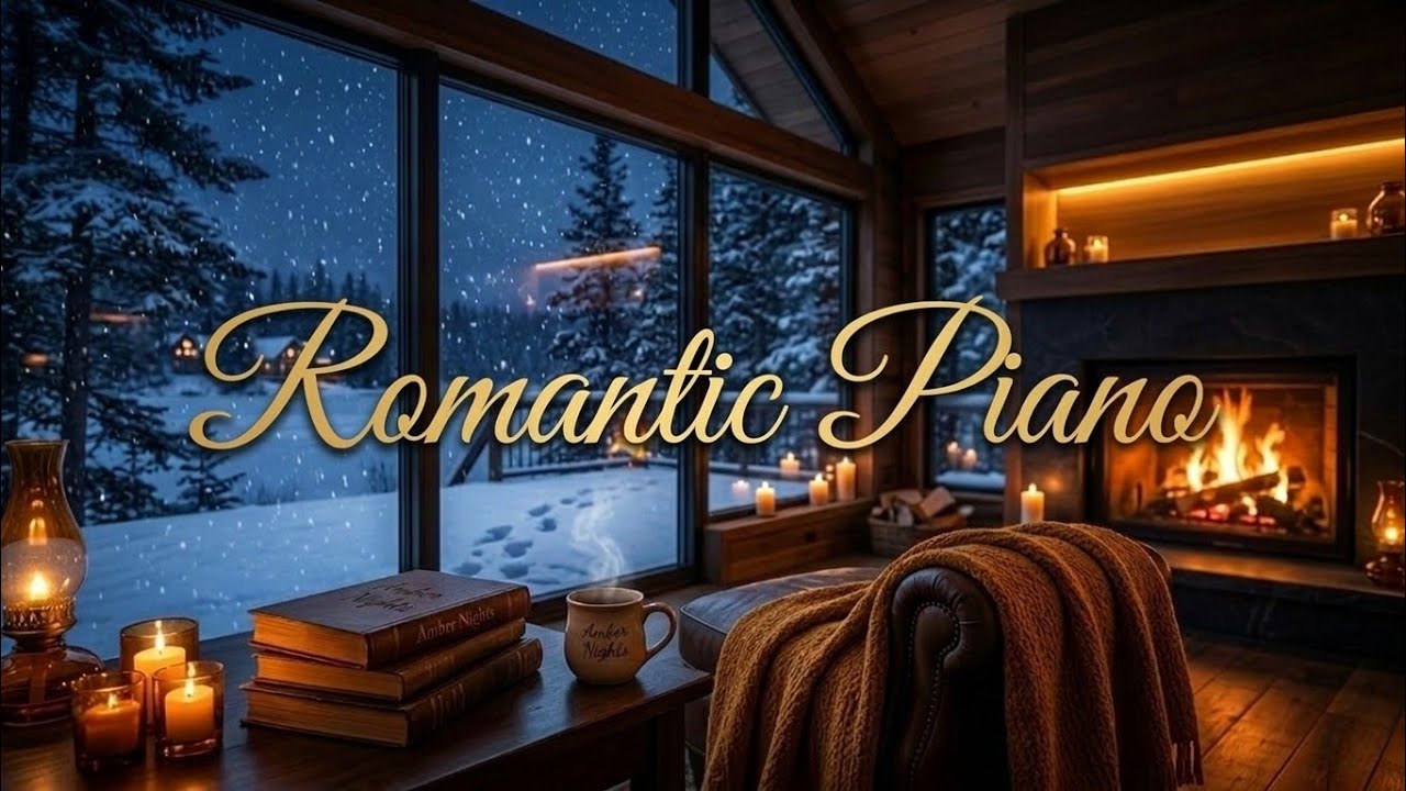 Romantic Piano & Winter Cabin Ambience ✨