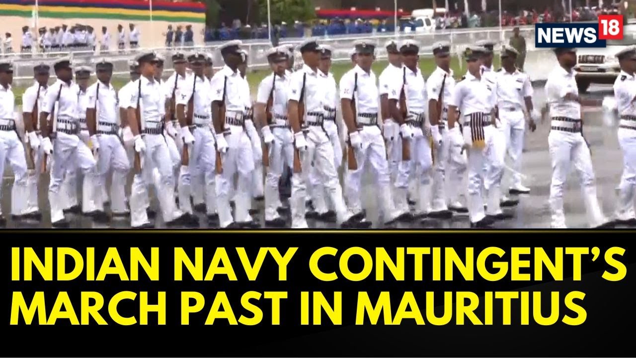 Indian Naval Contingent March Past To Celebrate Mauritius National Day, Symbolizing The Strong Ties