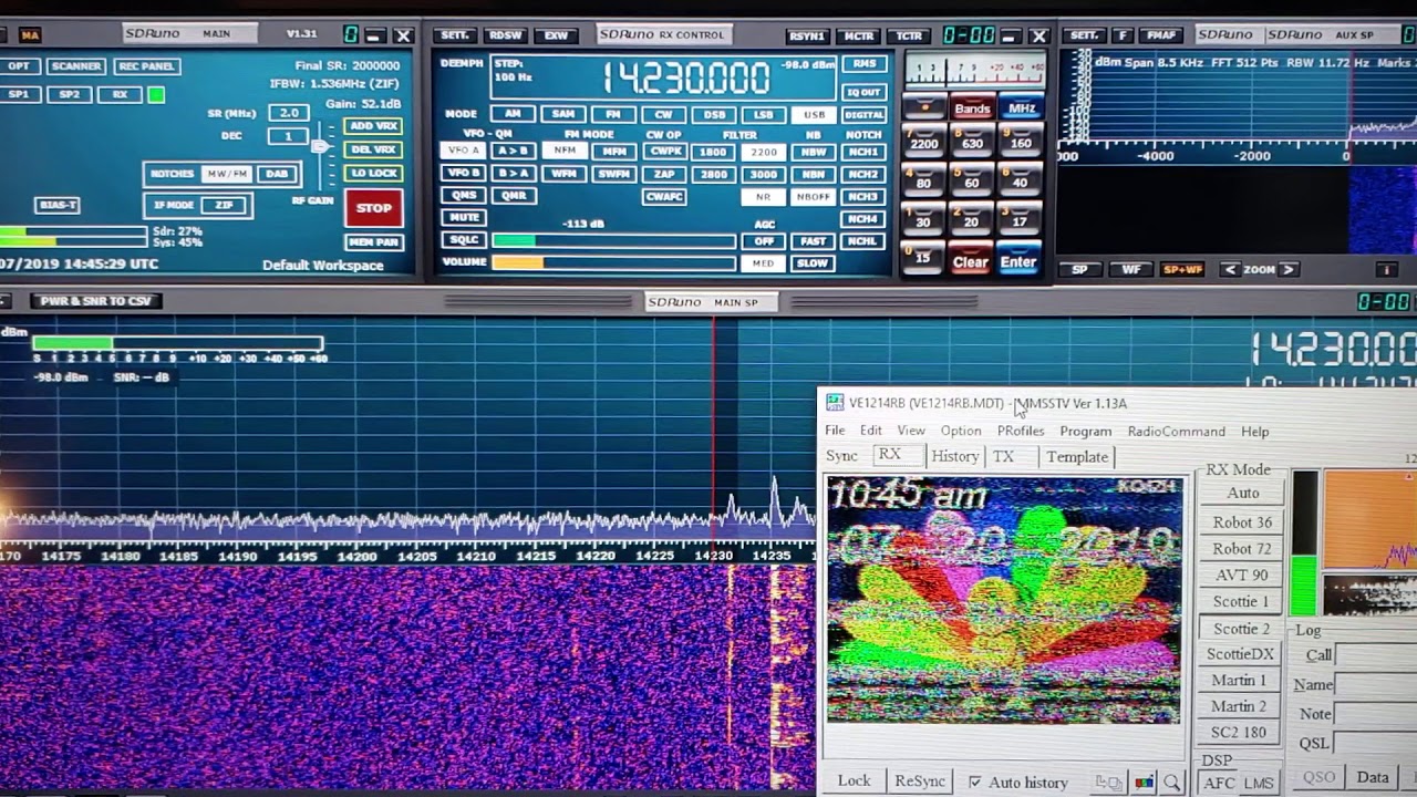 Slow scan TV decoding 14230 kHz USB Shortwave Sdrplay RSP1A W6LVP loop antenna