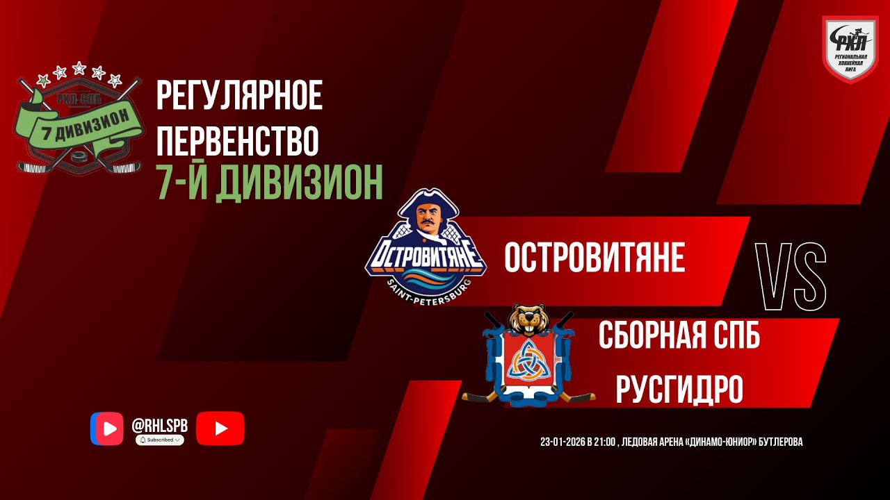 ХК «Островитяне» - ХК «Сборная СПб РусГидро» | 23.01.2026