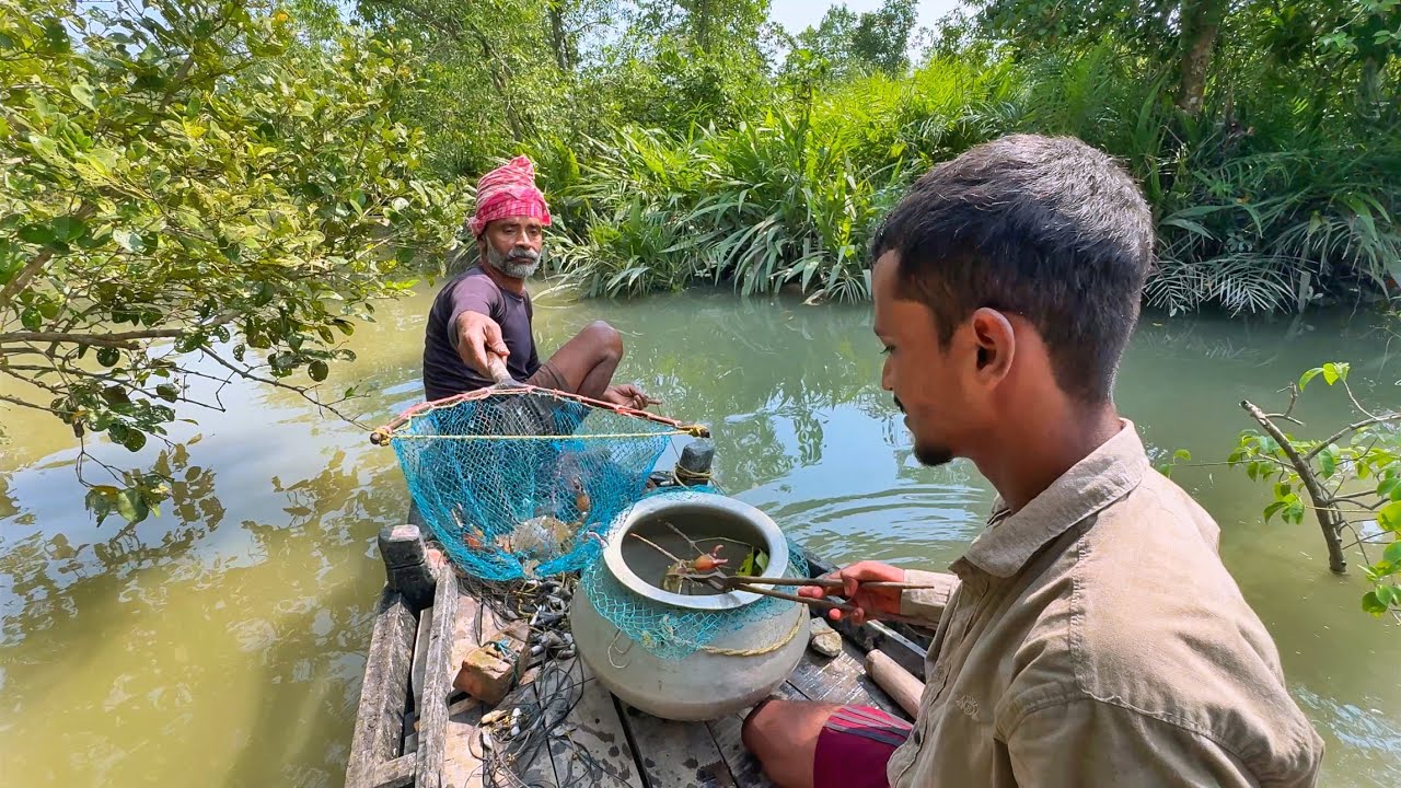 শীতের শুরুতে সুন্দরবন জঙ্গলে নৌকা দোন দিয়ে কাকড়া ধরলাম sundarb crab!!!