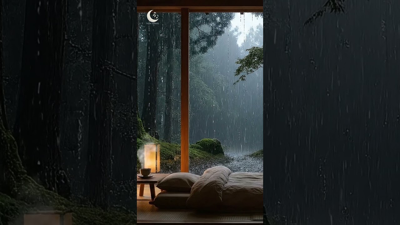 Forest Rain Sleep Music | Warm Room, Peaceful Night 