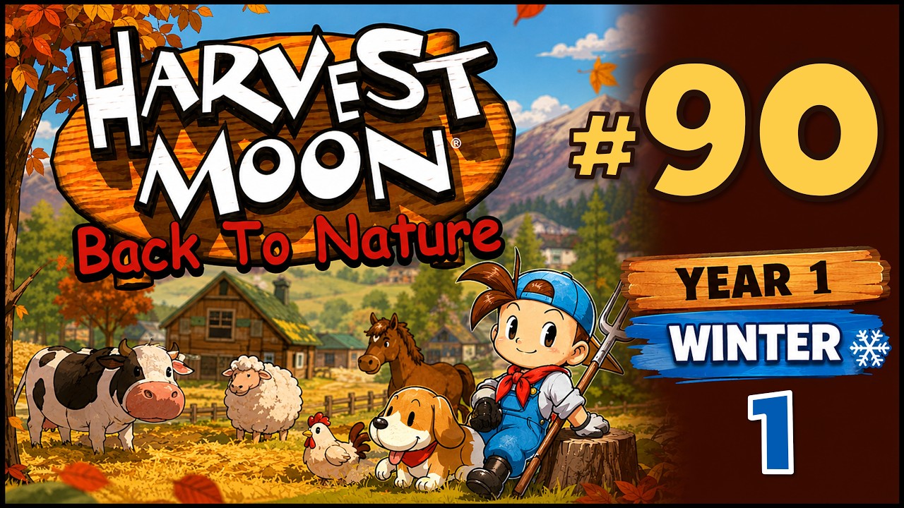 HARVEST MOON: BACK TO NATURE GAMEPLAY - 90 - (Playstation 1/PS1) NO COMMENTARY [Year 1 Winter 1]