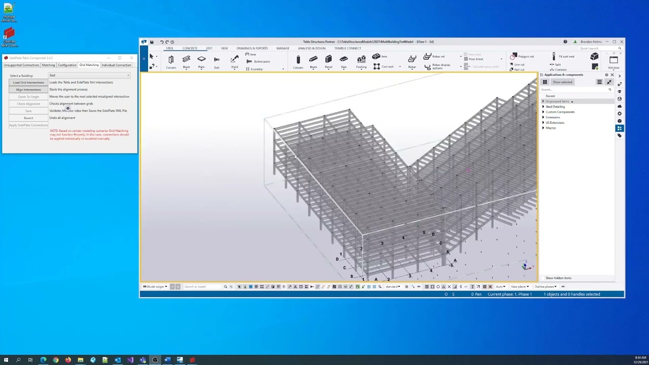 Sideplate Tekla Project Configuration and Grid Matching
