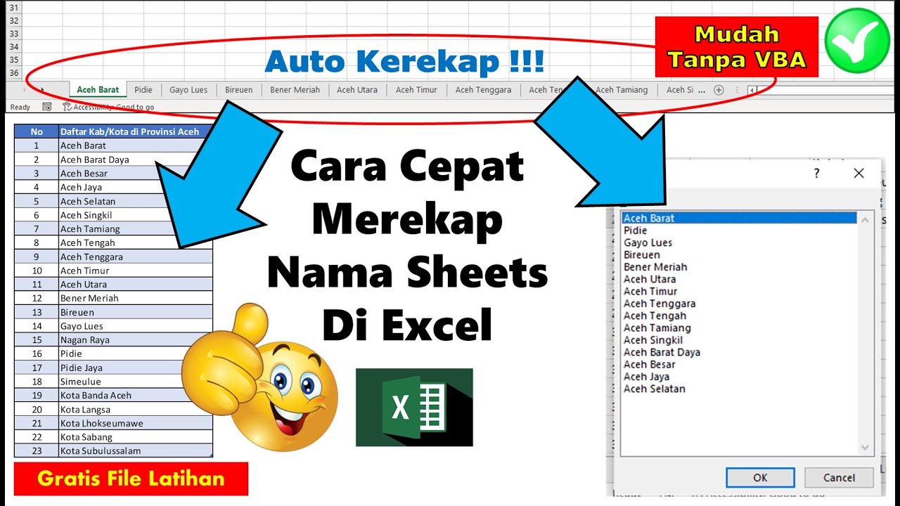 Cara Cepat Merekap Nama Sheets di Excel Tanpa VBA | Power Query Excel