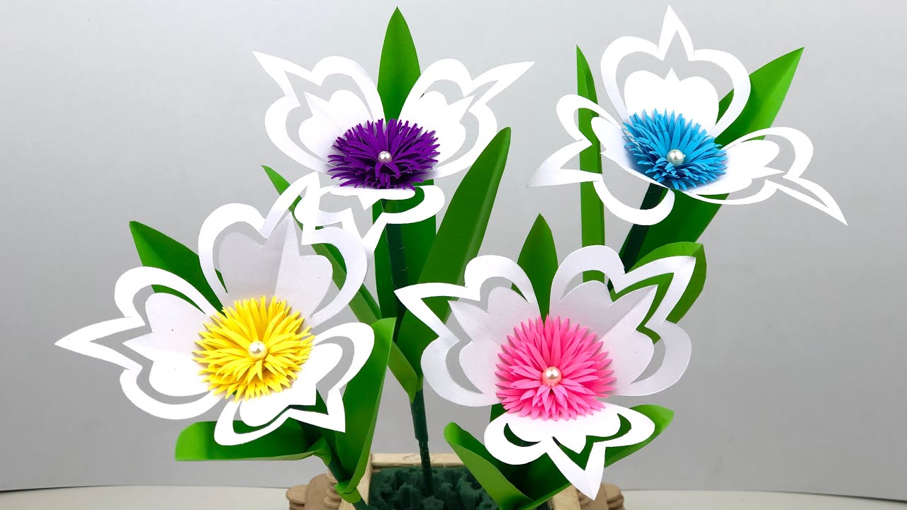 3D Beautiful Paper Flowers Easy | Flower Making | Home Decor | Paper Craft | Amazing Flower Making