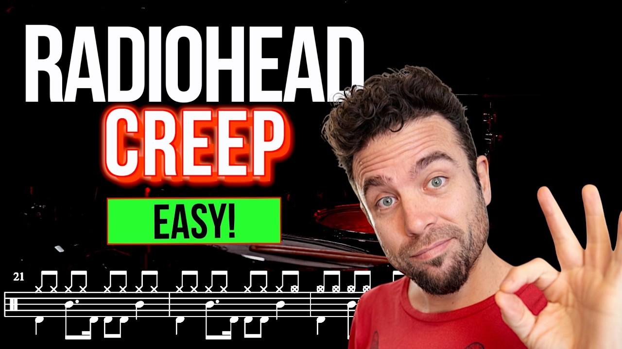 Radiohead - Creep - Drum cover (with scrolling drum score)