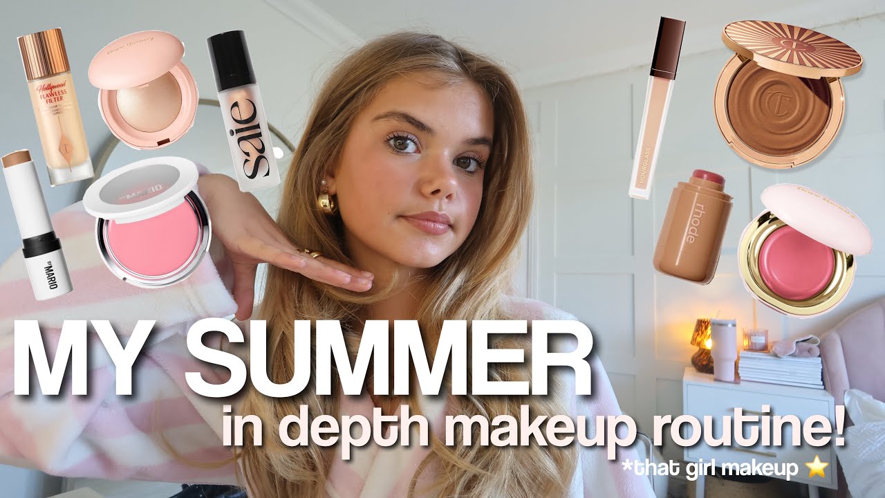 MY SUMMER IN DEPTH MAKEUP ROUTINE⭐️🤍🧖🏼&zwj;♀️ *glowy,that girl routine