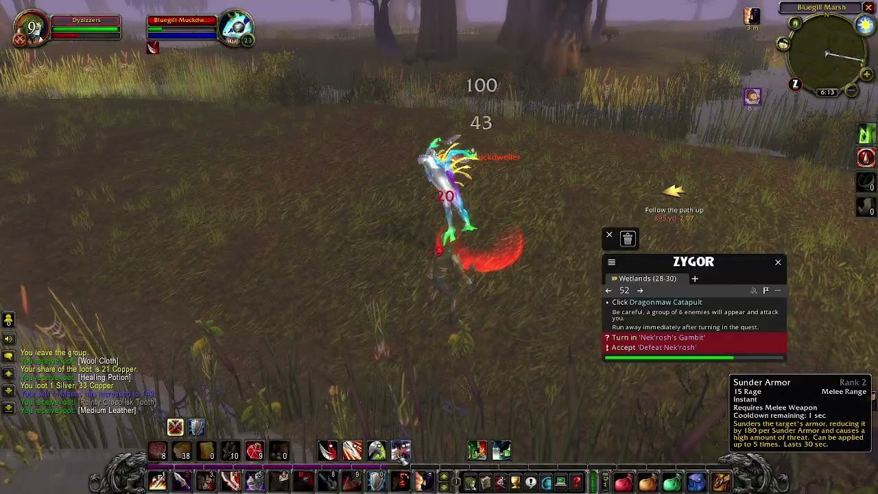 dungeon dps lvl 31 fury warrior TBC leveling RFK