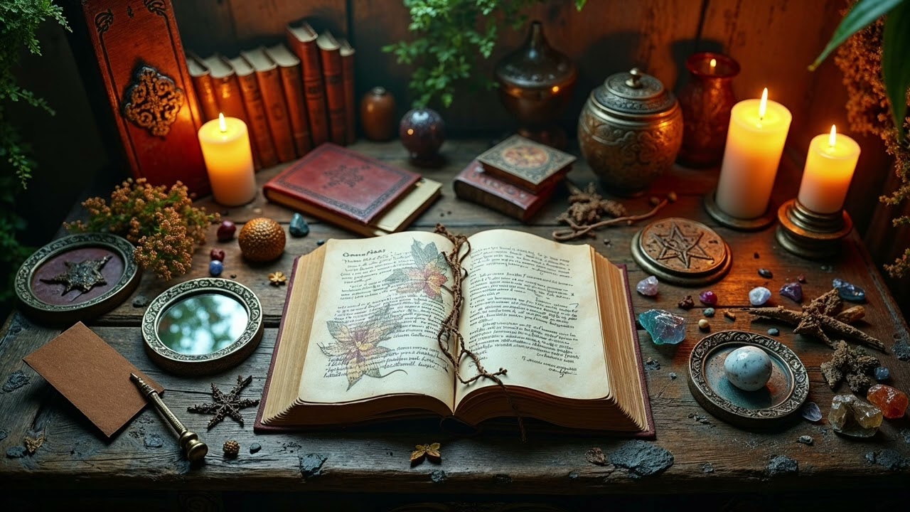 Druid’s Study Ambience ✍️ Leather Books & Candlelight for Study & D&D – 1 Hour