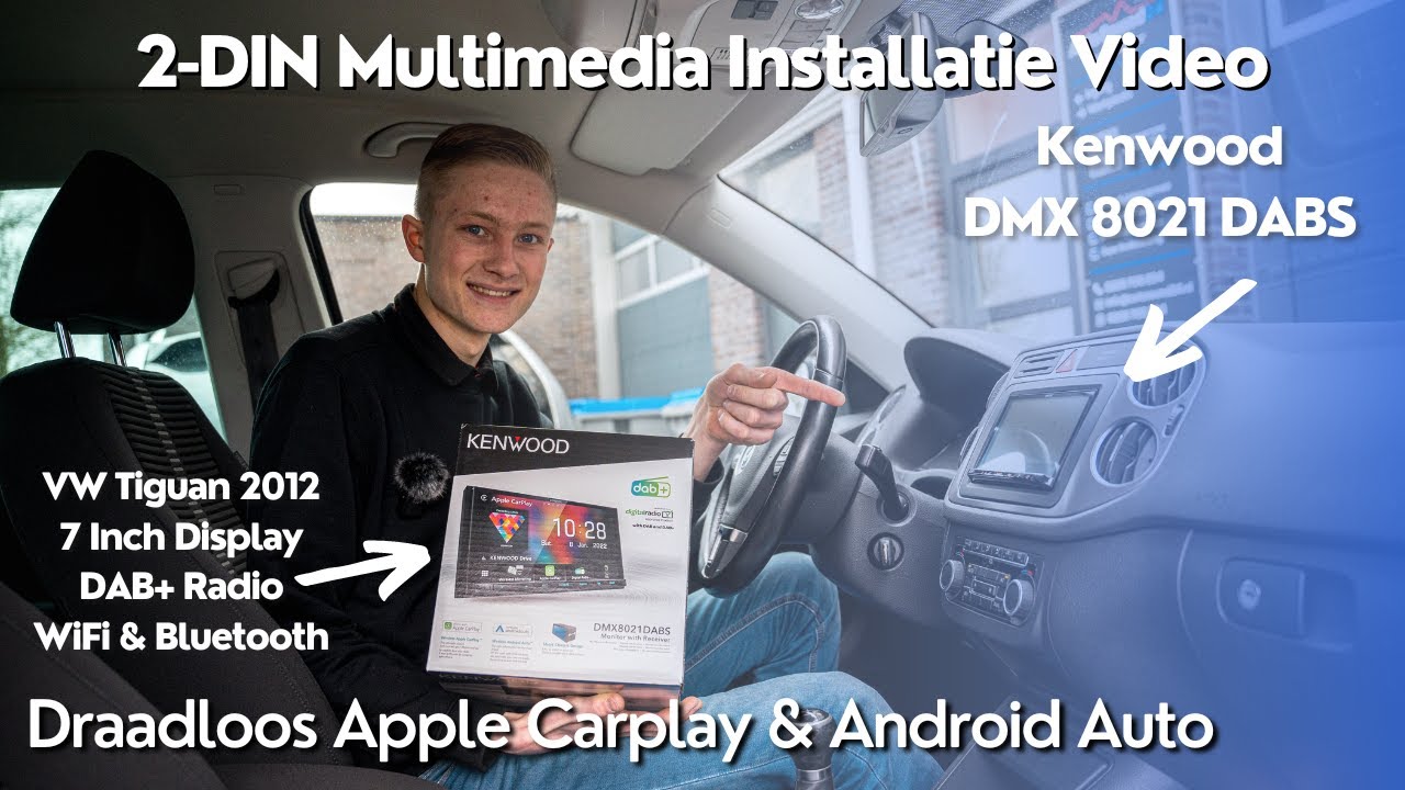 Draadloos Apple Carplay, Android Auto, DAB+ Kenwood DMX 8021DABS Montage Video VW Tiguan 2012