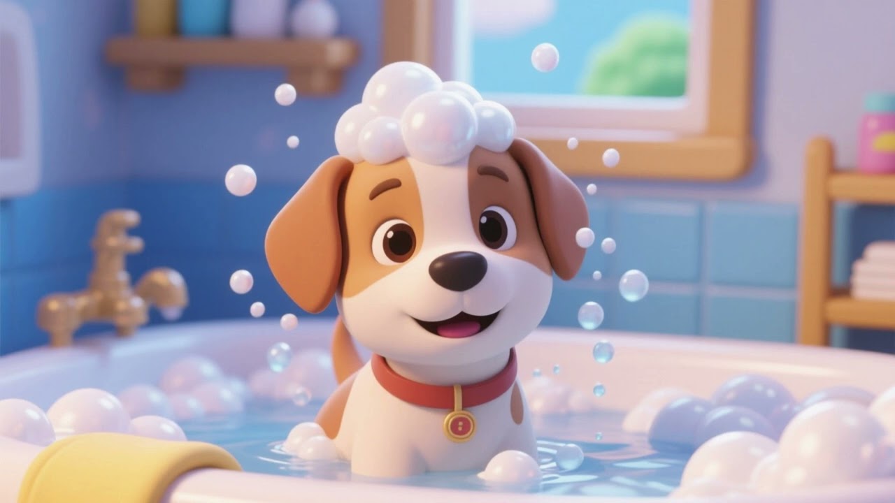 Puppy’s Bubble Bath Splash – Nursery Rhymes & Kids Songs | Description