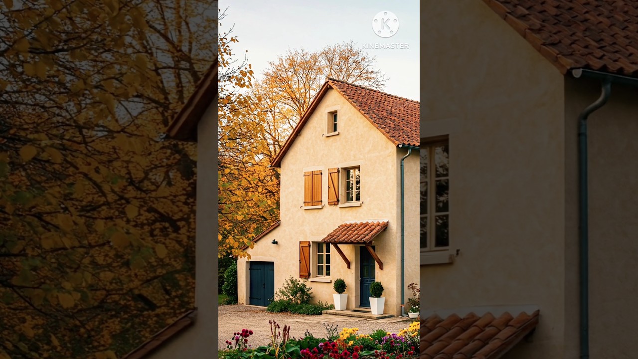 A Charming Countryside European aesthetic House with warm tones and an inviting atmosphere #european