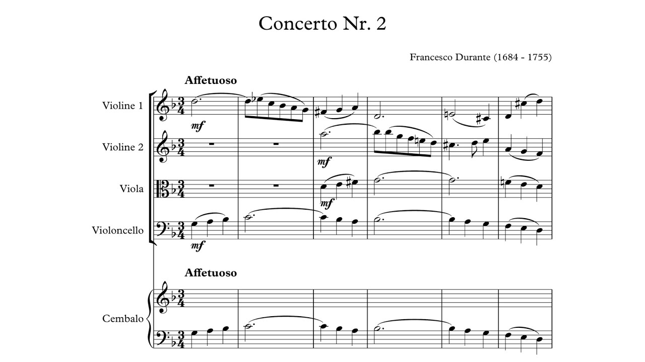 Francesco Durante - Concerto No. 2 in G minor w/ score