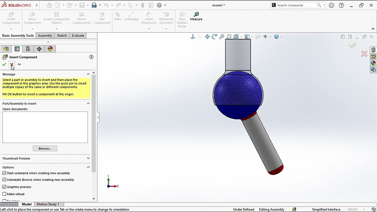 Ball and socket joint mate in SolidWorks step by step