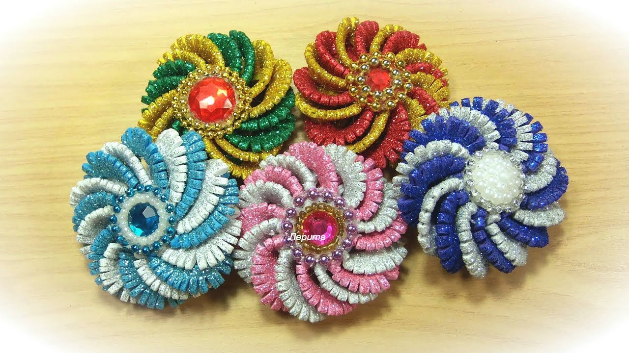Новогодние игрушки или цветочки из фоамирана / diy christmas ornaments glitter foam