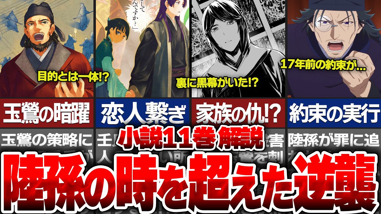 【薬屋のひとりごと】小説11巻解説！陸孫による暗躍を企む玉鶯への時を超えた逆襲！？羅漢と陸孫には17年前の約束があった…【ゆっくり解説/考察】