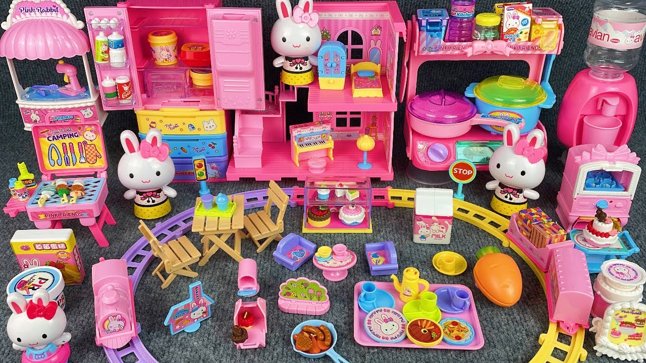 10 Minutes Satisfying with Unboxing Pink Rabbit Kitchen Set Review Toys | ASMR 