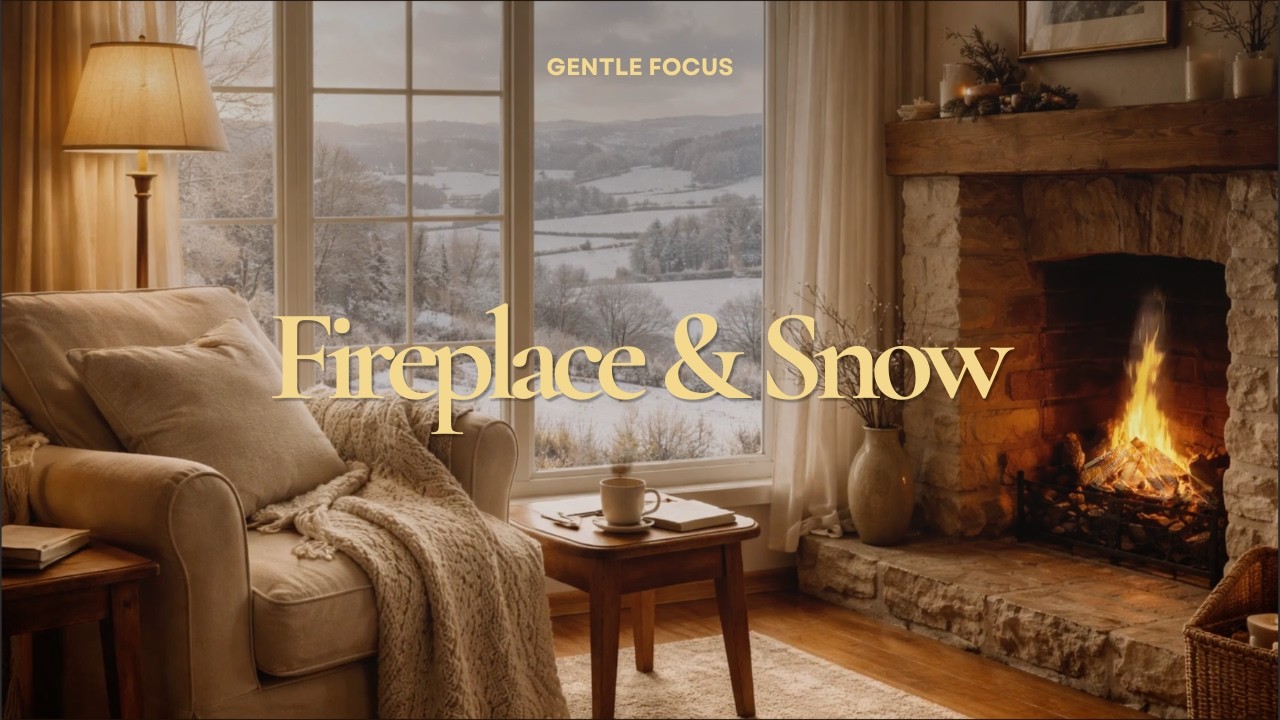 Gentle Snowfall & Fireplace Sounds | Perfect Ambience for Work, Study & Rest