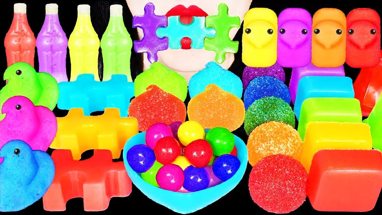 ASMR RAINBOW DESSERTS *SNACK FRUIT JELLY, STRAWBERRY GUMMY 무지개 디저트 먹는 색연필, 닉클 먹방 MUKBANG COMPILATION